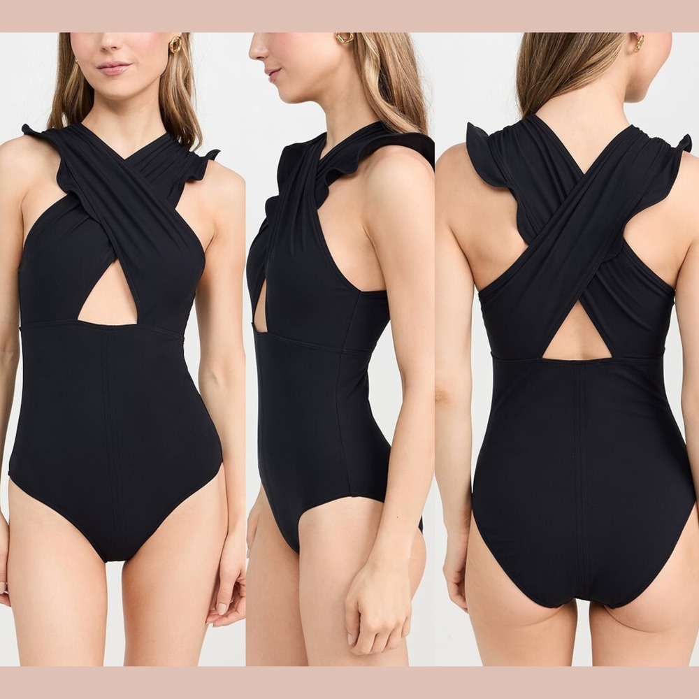 NEW $380 ULLA JOHNSON [ Medium ] Noir Antilles Maillot‎ One Piece Swimsuit U1553
